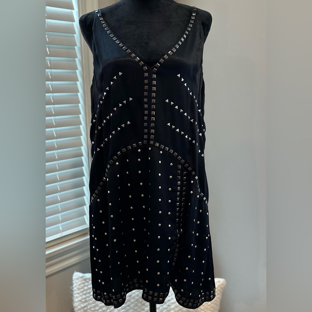 ✨NWT✨ Anthropologie Embellished Deep V Mini Dress Size M - Picture 2 of 16